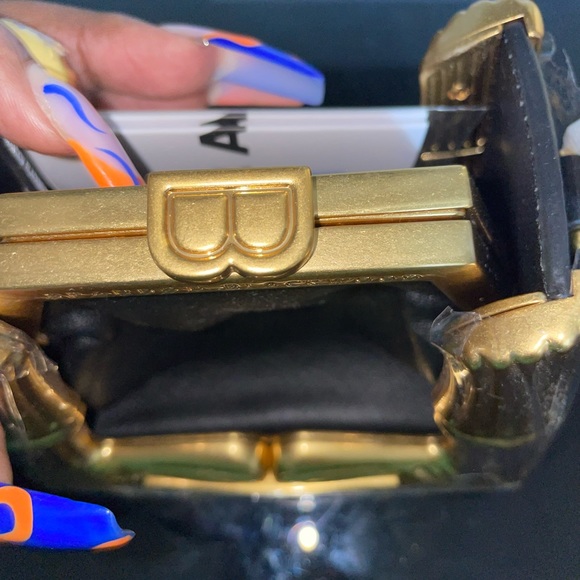 Brandon Blackwood Bamboo B Micro Tote in Black Leather with Brass Hardware - Picture 6 of 8